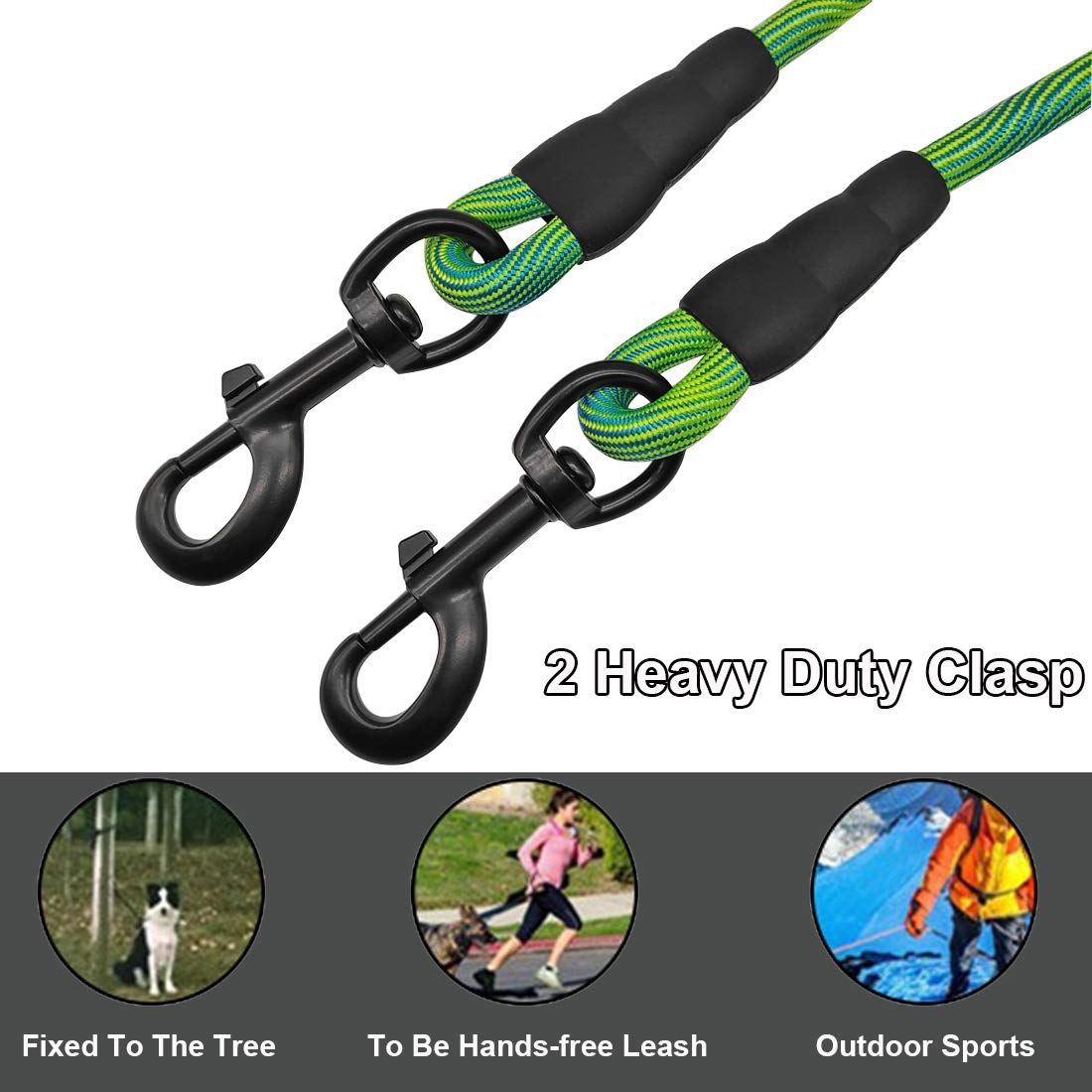 Btinesful 8Ft 12Ft 20Ft 30Ft 50Ft 75Ft Dog Tie-Out Long Tether Rope Leash, Outdoor Dog Yard Leash- Large Medium Small Dogs Train